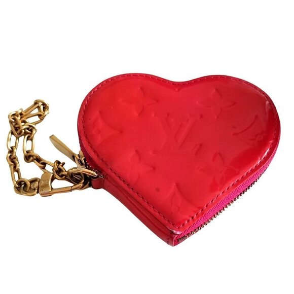 Louis Vuitton Red Patent Leather Heart Coin Purse Wristlet Limited Edition - Picture 2 of 11
